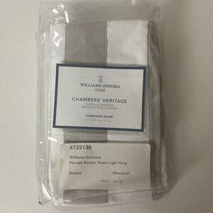 Williams Sonoma Home Chambers Heritage Percale Border Standard Sham Light Gray